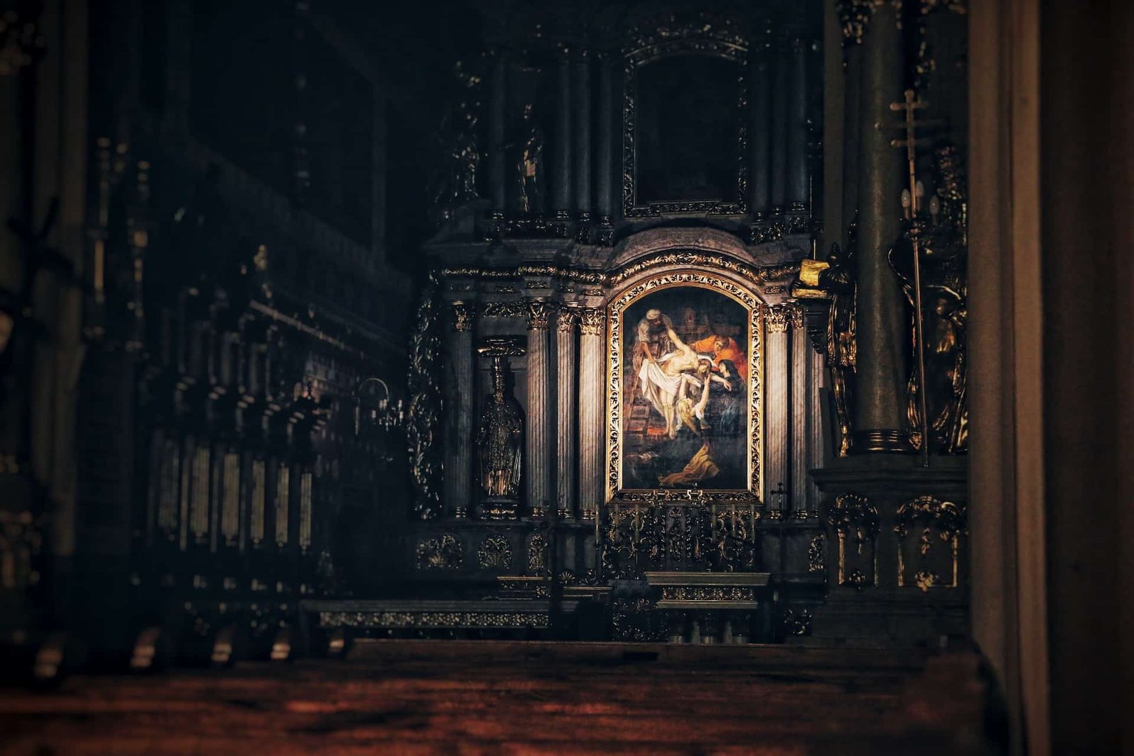 photograph of Christian painting inside of cathedral